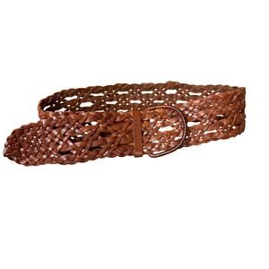Abercrombie & Fitch Genuine Leather Braided Woven Wide Belt XS/S Brown